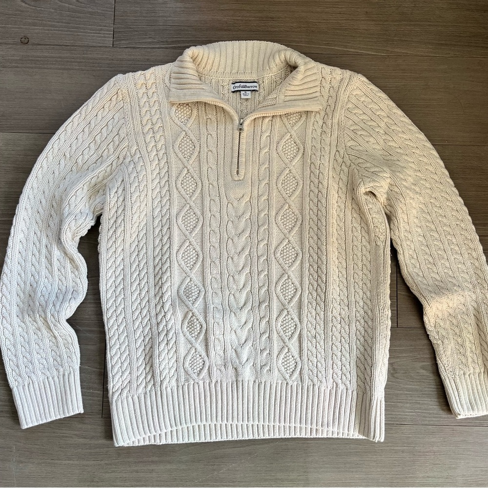 Croft & Barrow Men's Zip-Up Sweater - Cream